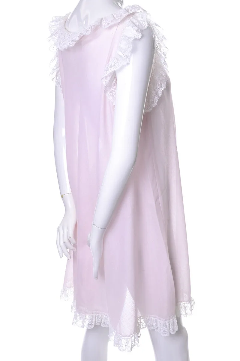 Sylvia Pedlar Iris Lingerie I Magnin Vintage Pink Lace Trimmed Nightgown