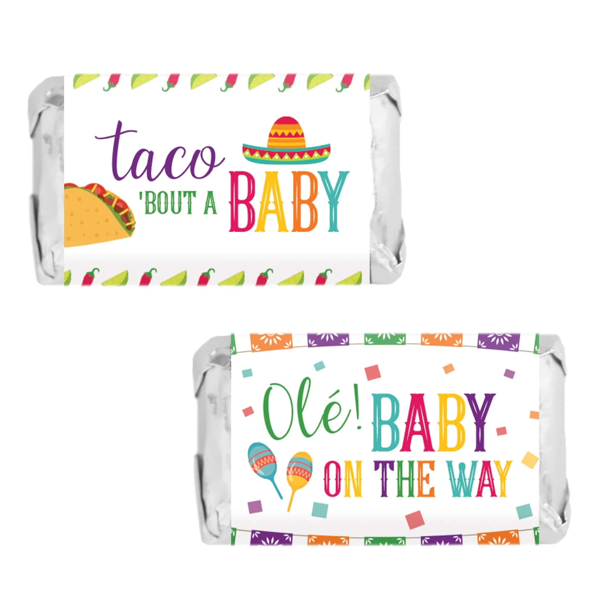 Taco 'Bout a Baby:  Baby Shower - Hershey's Miniatures Candy Bar Wrappers Stickers - 45 Stickers