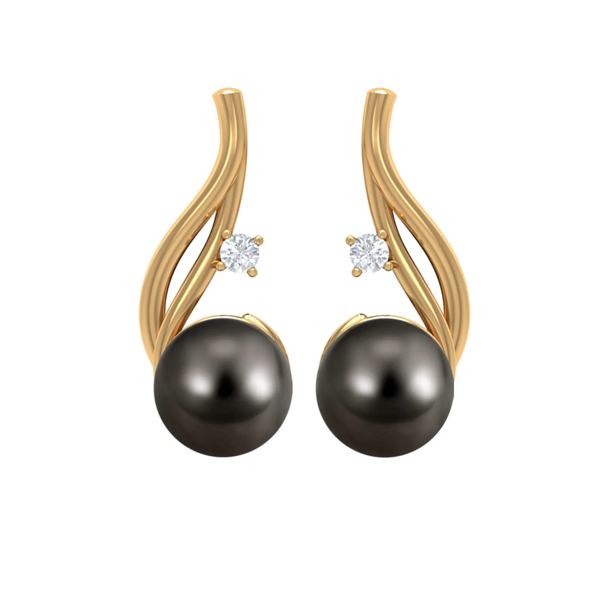 Tahitian Pearl and Moissanite Solitaire Drop Earrings