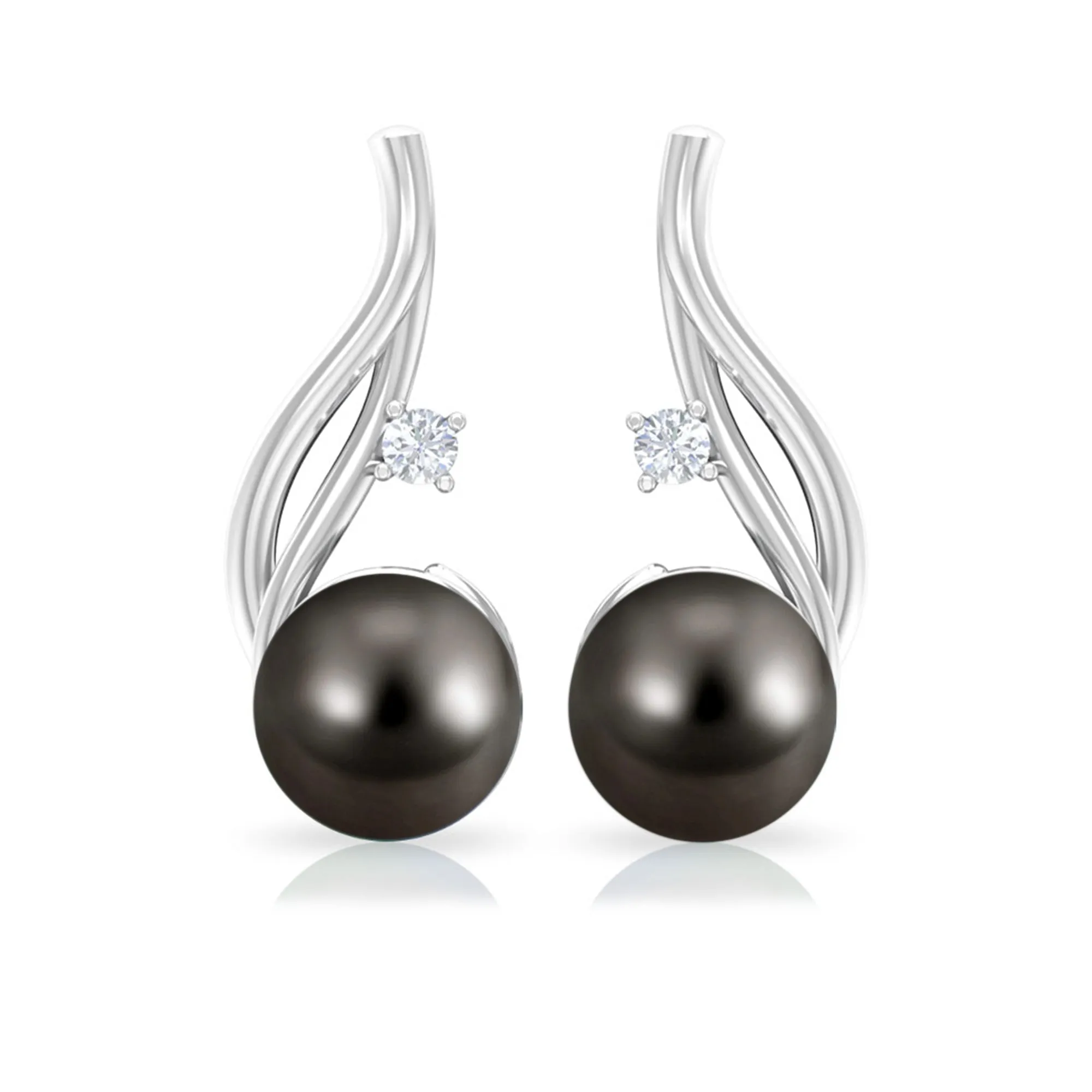 Tahitian Pearl and Moissanite Solitaire Drop Earrings