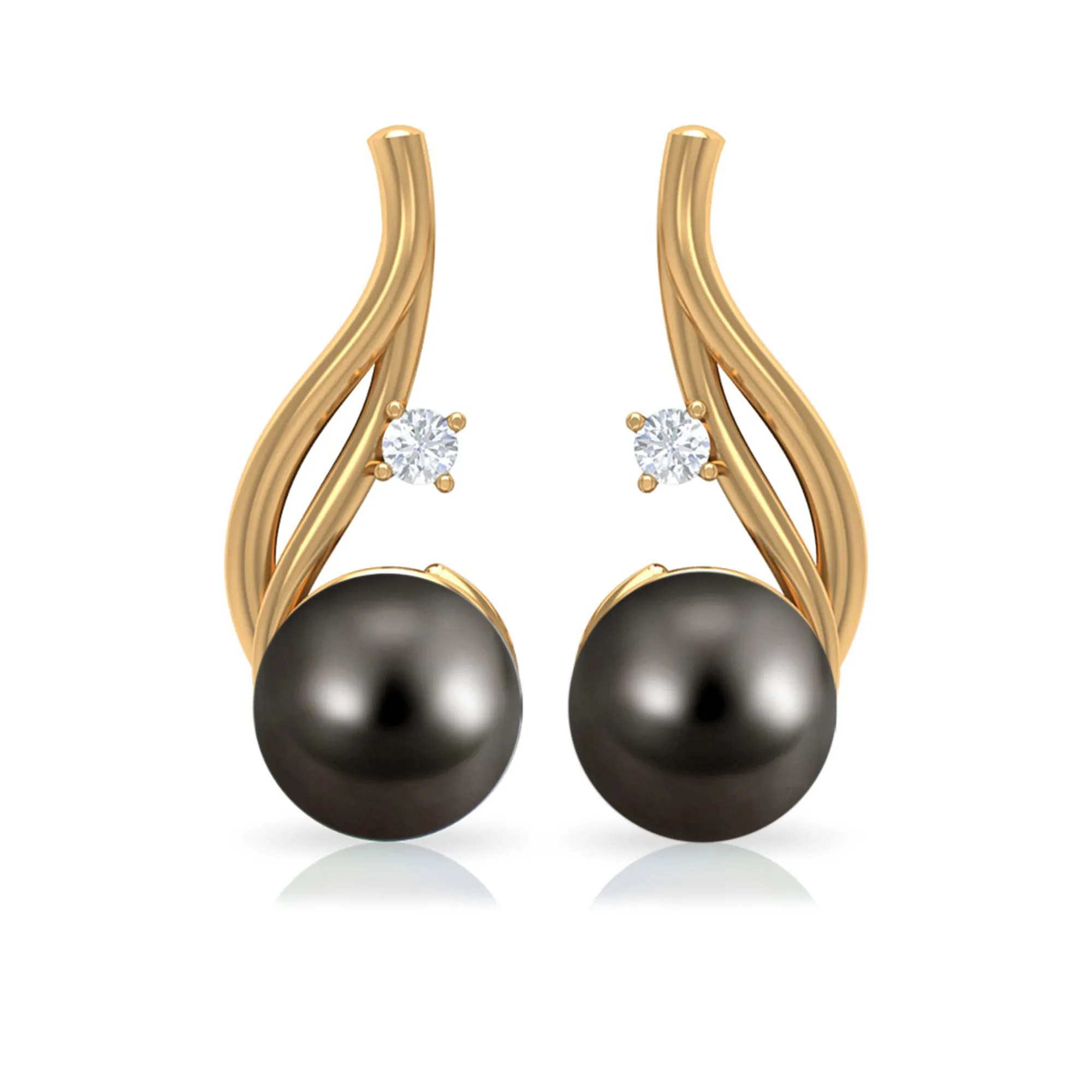 Tahitian Pearl and Moissanite Solitaire Drop Earrings