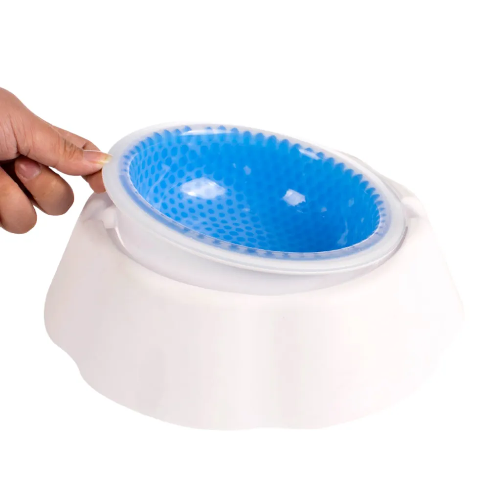 Talking Dog Club Water Cooling Bowl for Dogs (White/Blue)