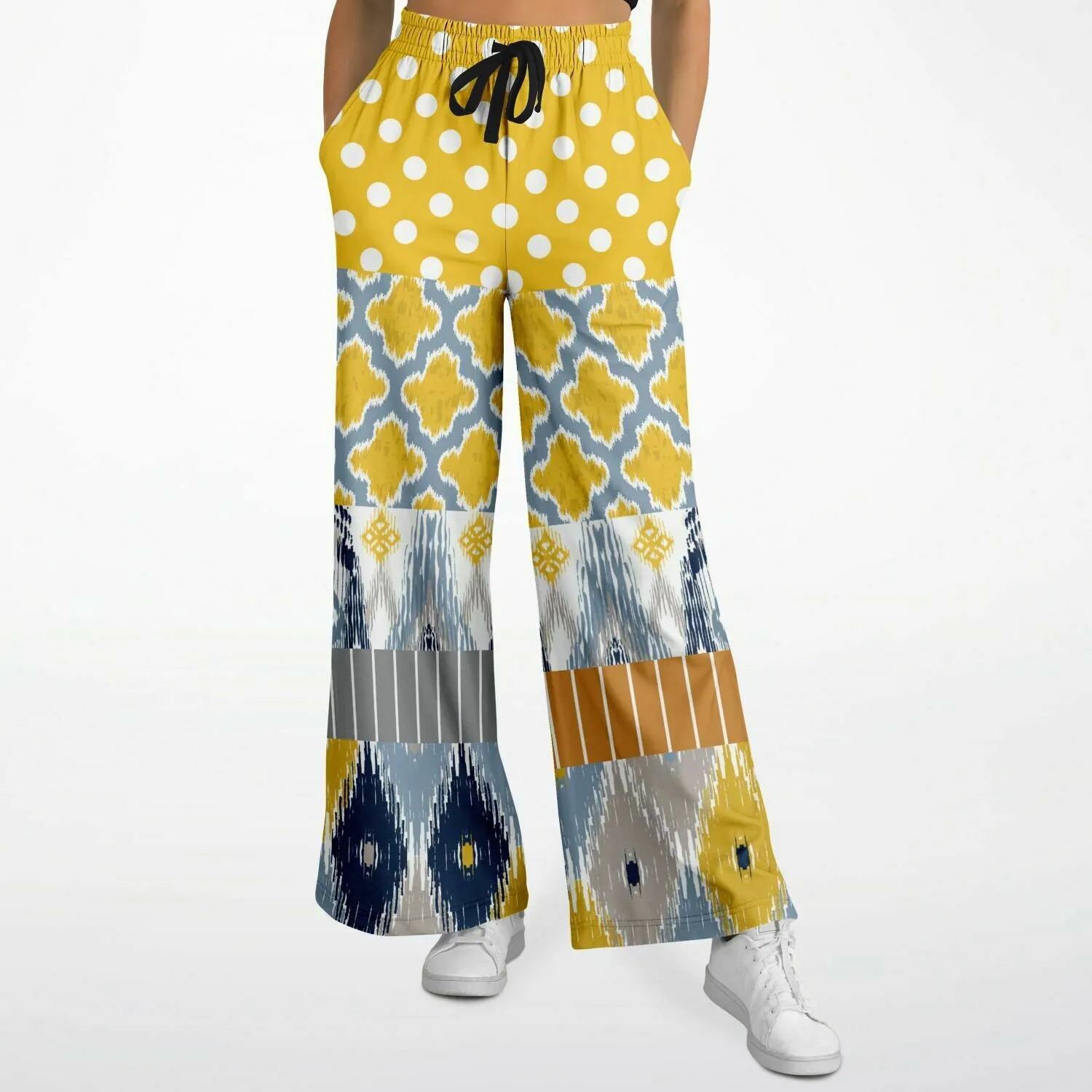 Tallullah Bankhead Ikat Polka Dot Eco-Poly Wide Leg Pants