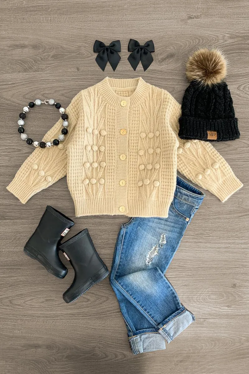 Tan Button Up Knit Sweater