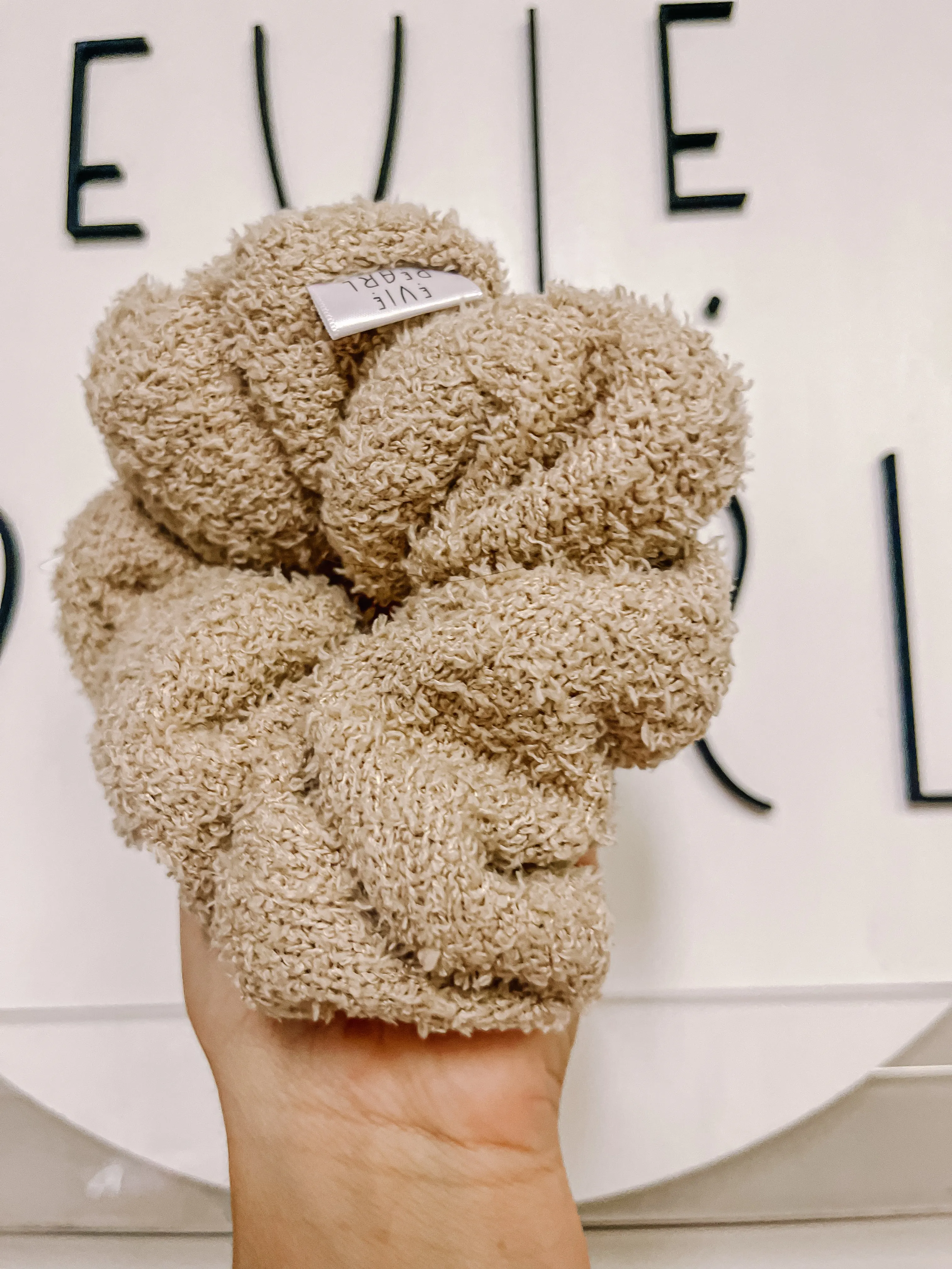 Tan Sherpa Oversized Scrunchy