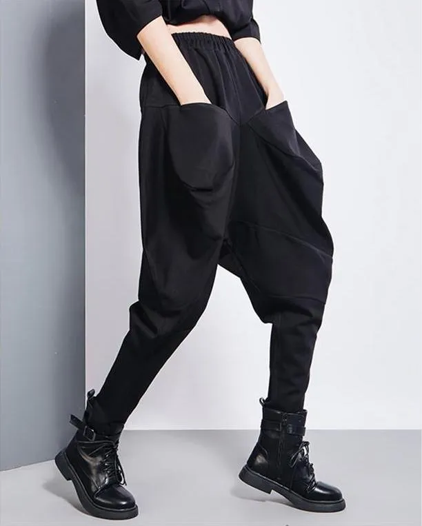 Tanaka Pocket High Waist Harem Pants - Black