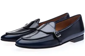 TANGERINE 15.1 BRUSHED NAVY BELGIAN LOAFERS