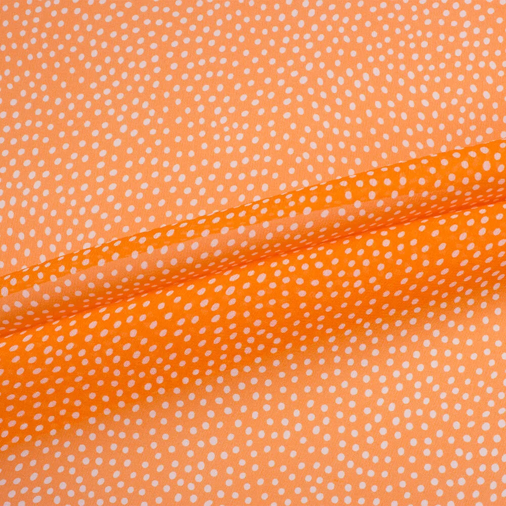 Tangerine Orange/White Spotted Silk Georgette