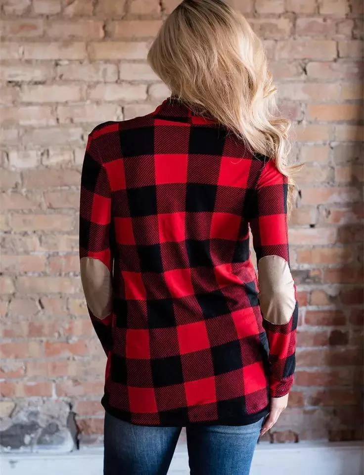 Tartan Plaid Cardigan (Red)