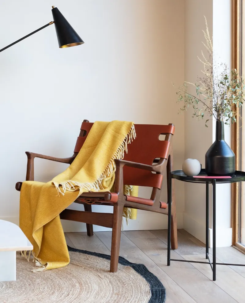 TBCo. Recycled Wool Blanket in Mustard Herringbone