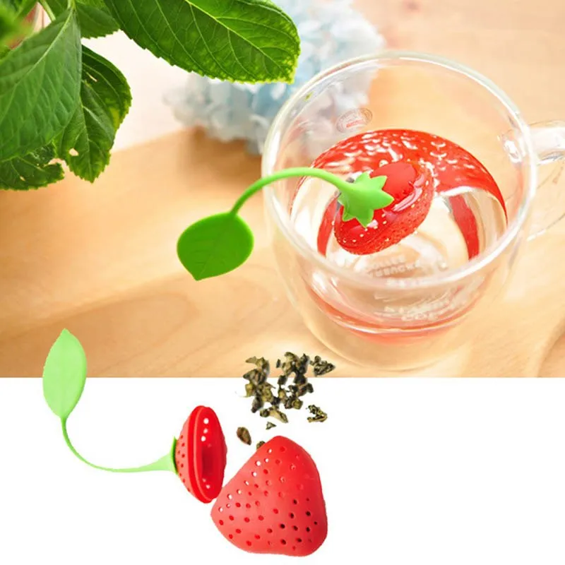 Tea Strainer Non-toxic Strawberry Shape Silicone Tea Infuser Tea Bag