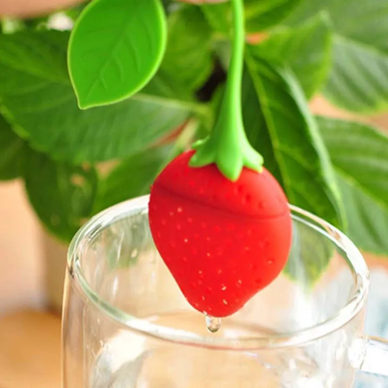 Tea Strainer Non-toxic Strawberry Shape Silicone Tea Infuser Tea Bag