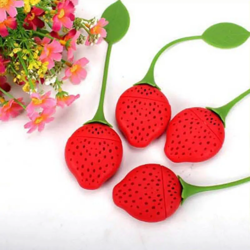 Tea Strainer Non-toxic Strawberry Shape Silicone Tea Infuser Tea Bag