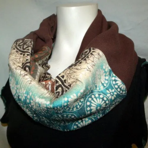 Teal and White Stripe Eternity Scarf