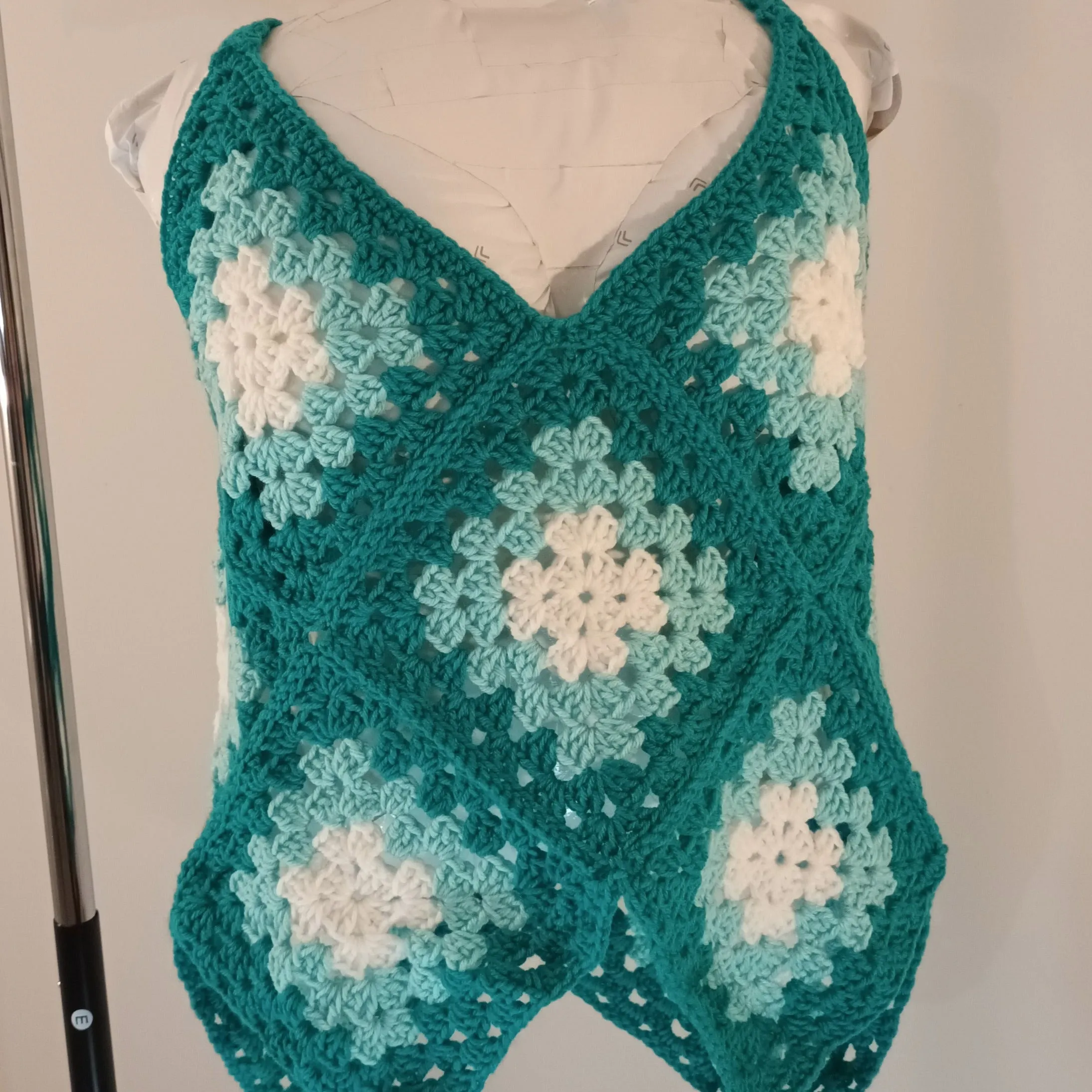 Teal Granny Square Festival Tank top 1XL/2XL womens