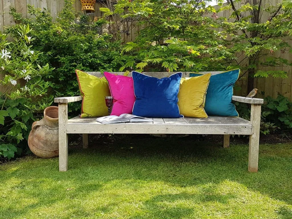 Teal Green & Yellow 55cm Velvet Cushion