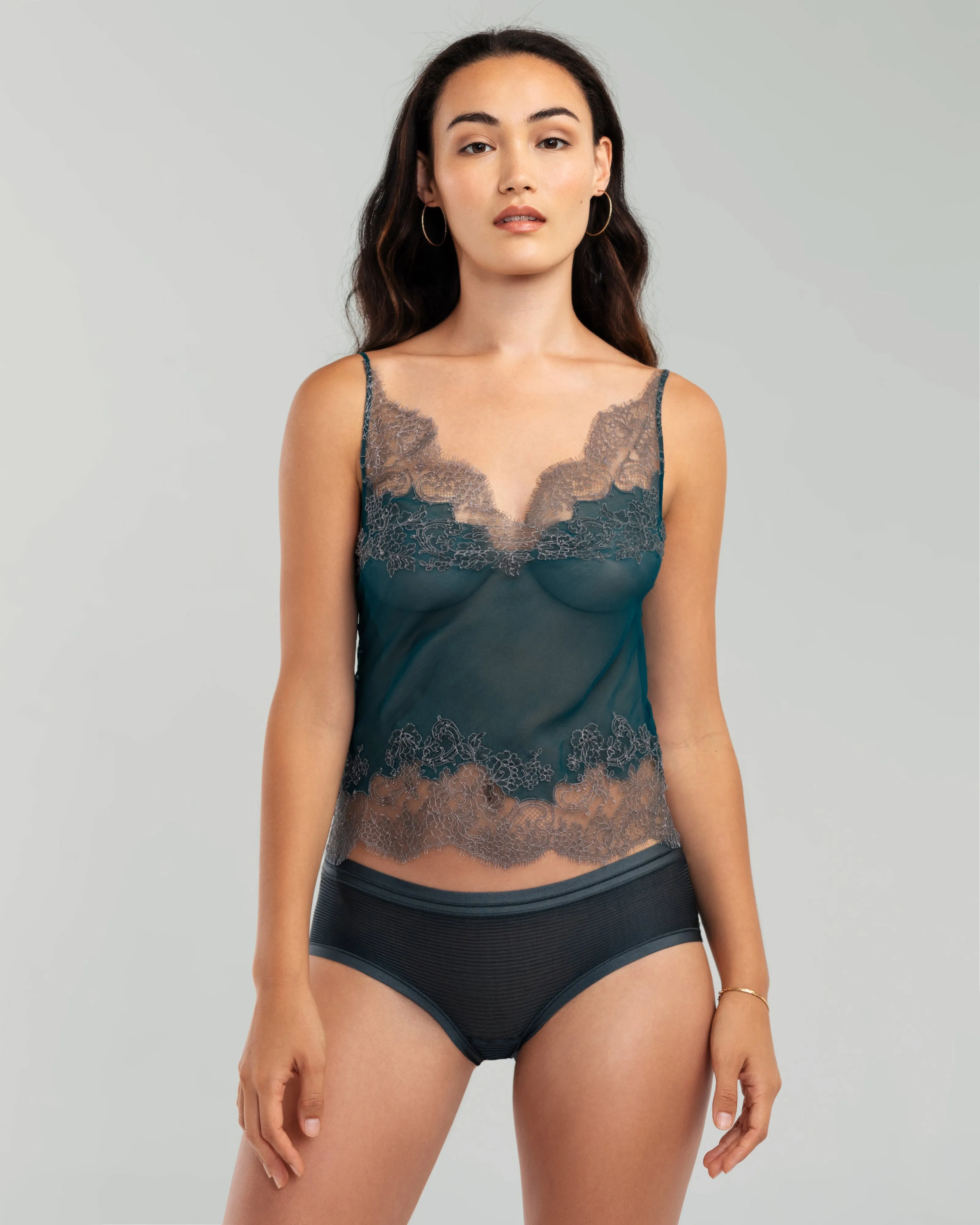 Teal Sheer Silk Camisole