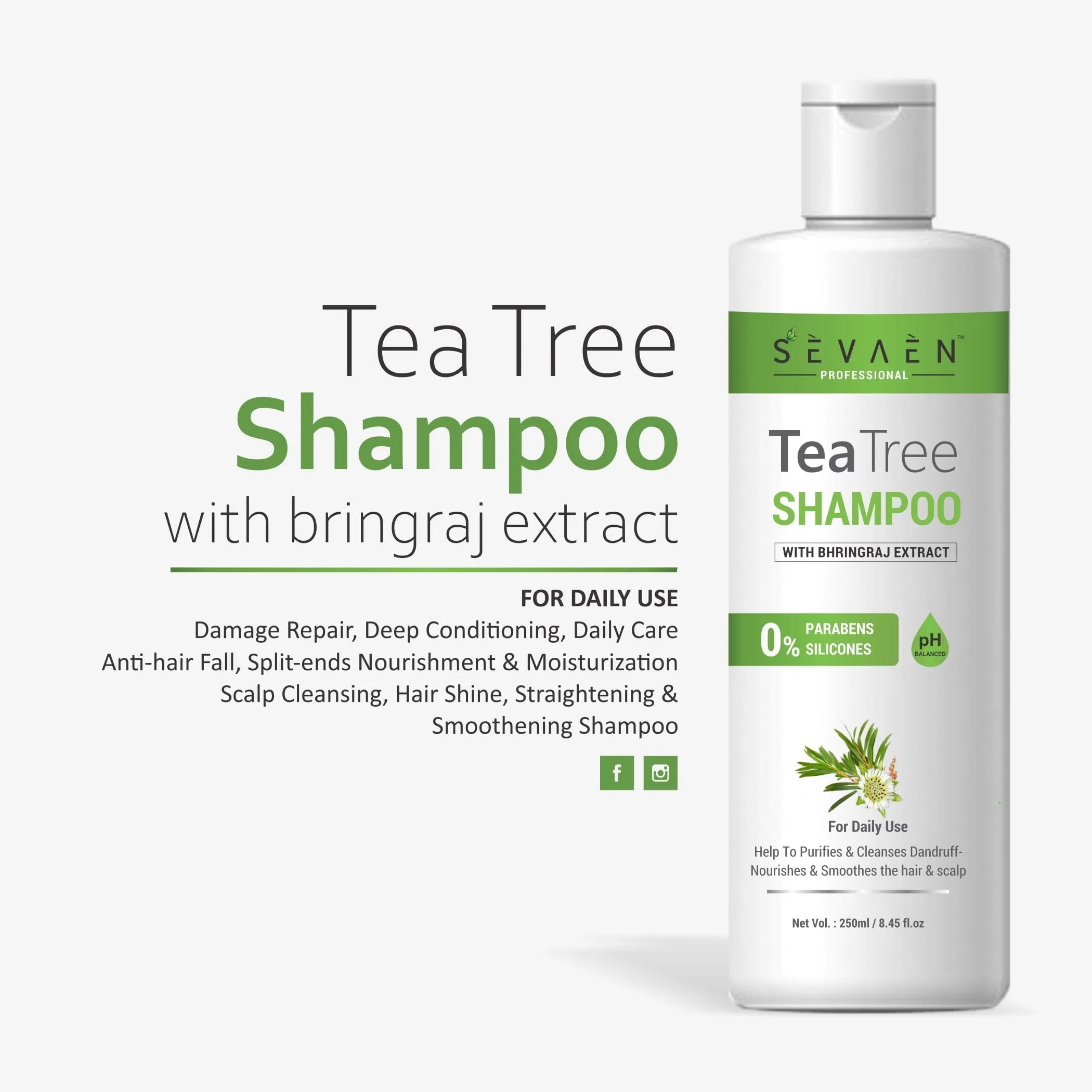 Teatree shampoo with bhringraj Anti Dandruff Shampoo Men & Women (250 ml)