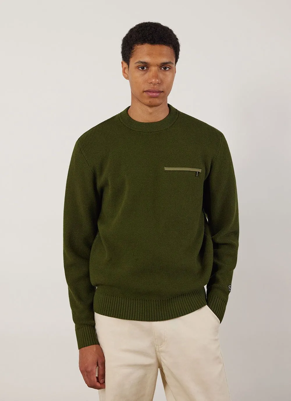 Tech Pique Auxiliary Crew Neck | Cotton | Forest