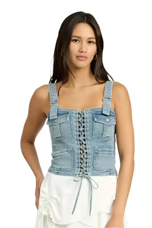 TEEK - CARGO DENIM CORSET TOP