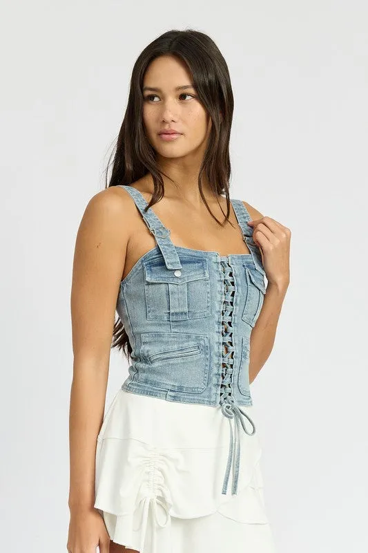 TEEK - CARGO DENIM CORSET TOP