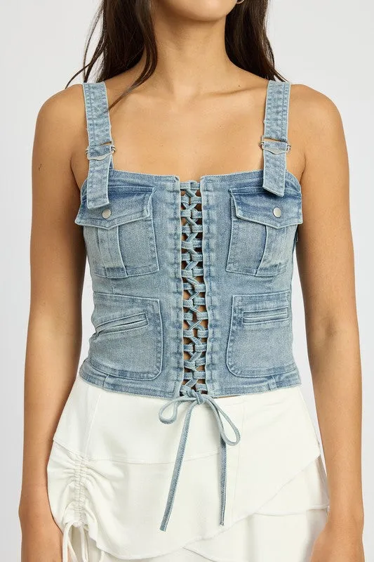 TEEK - CARGO DENIM CORSET TOP