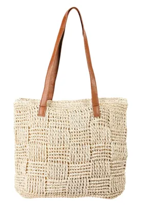 TEEK - Ivory Fame Braided Faux Leather Strap Tote Bag