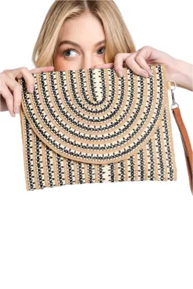 TEEK - Stripe Straw Convertible Clutch Swing Bag