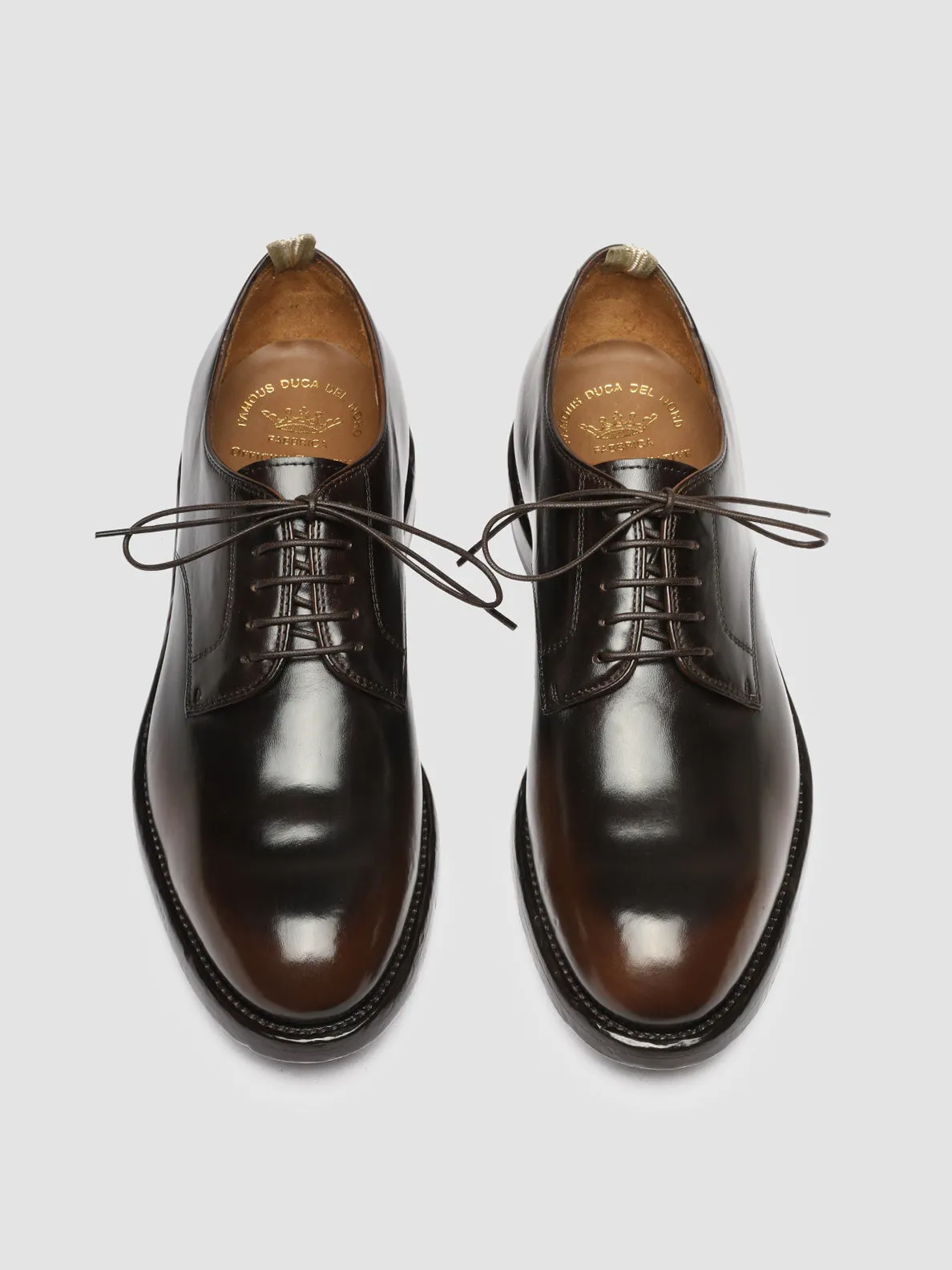 TEMPLE 018 - Brown Leather Derby Shoes