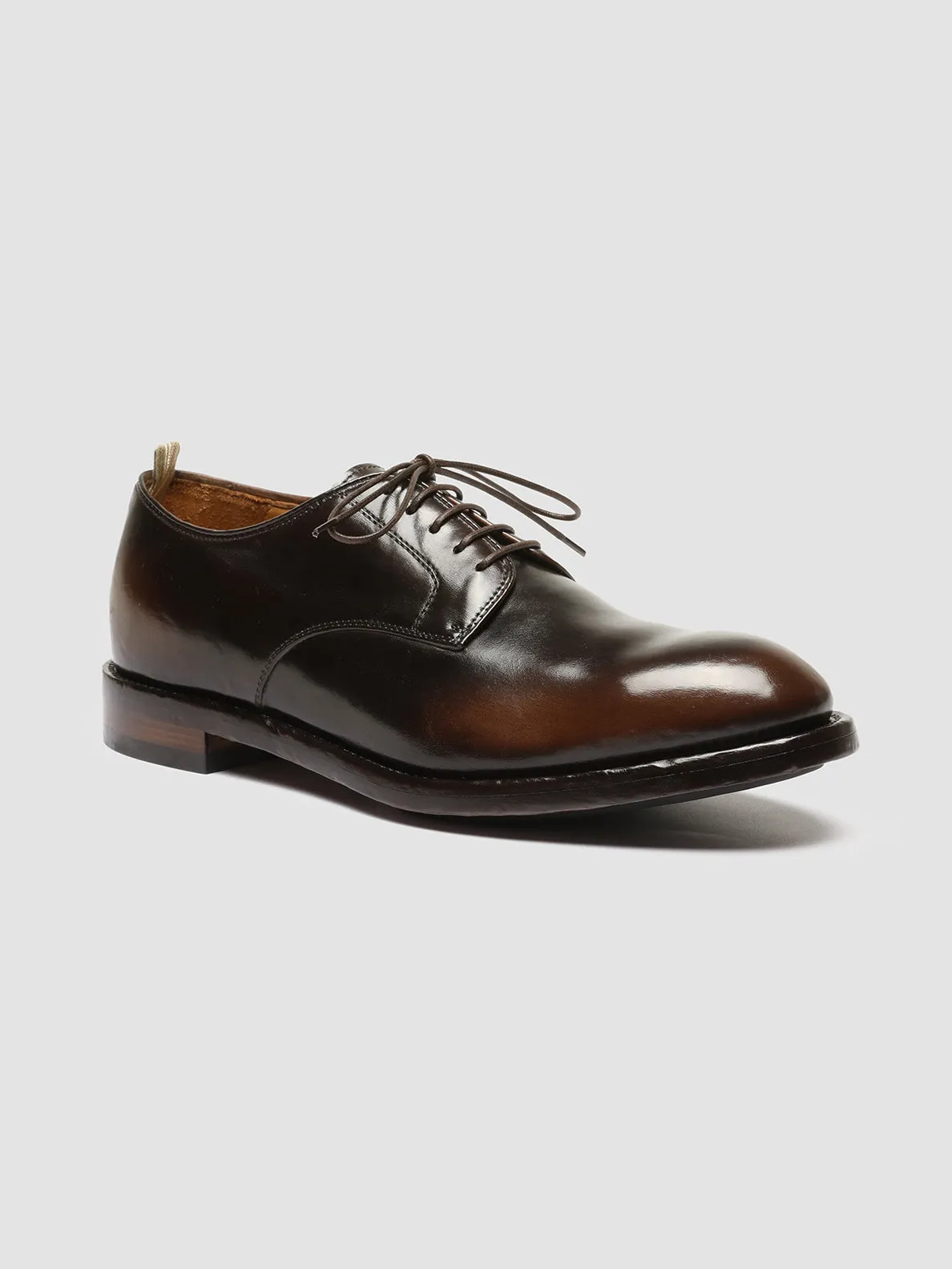 TEMPLE 018 - Brown Leather Derby Shoes