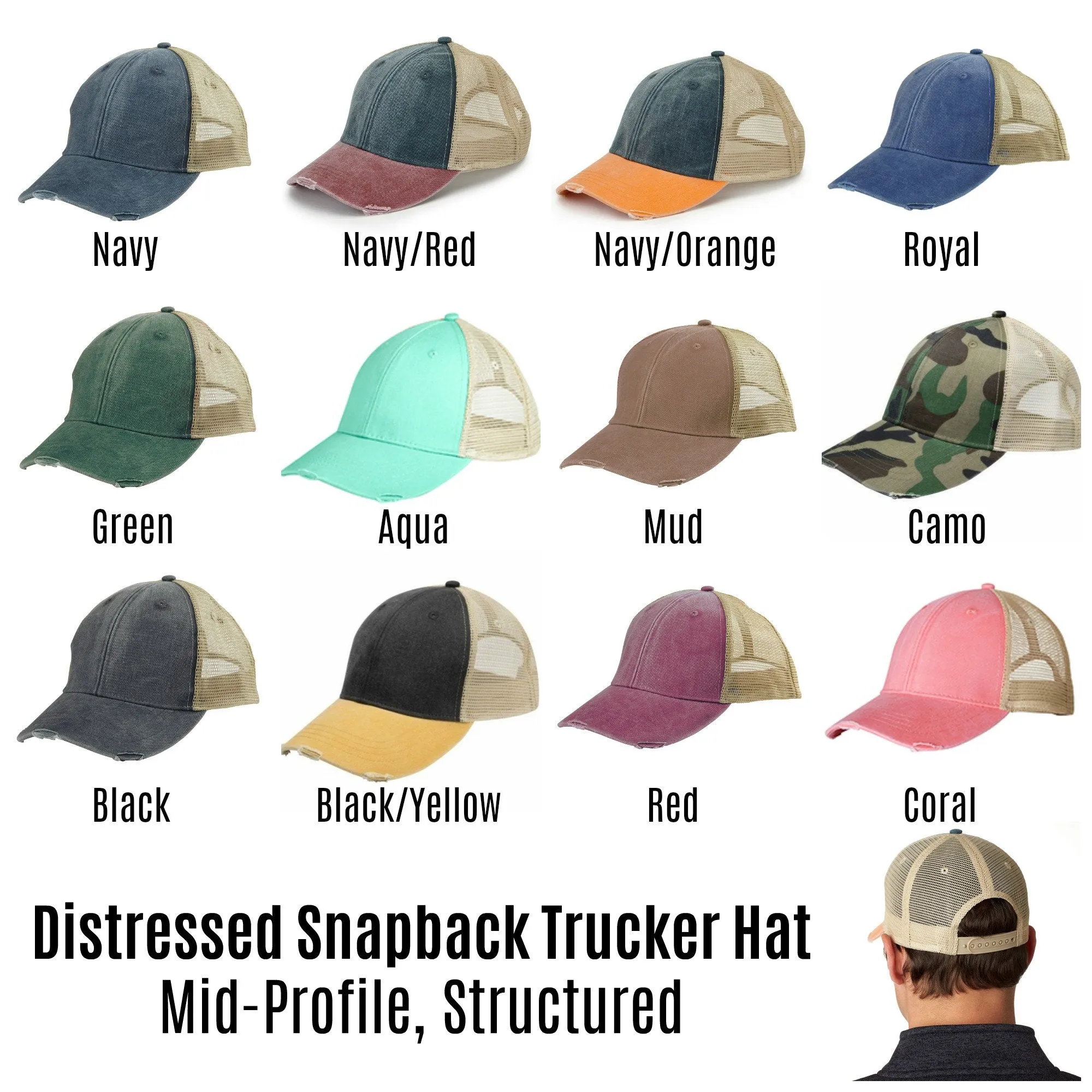 Tennessee  Hat | Distressed Snapback Trucker | state cap | many color choices