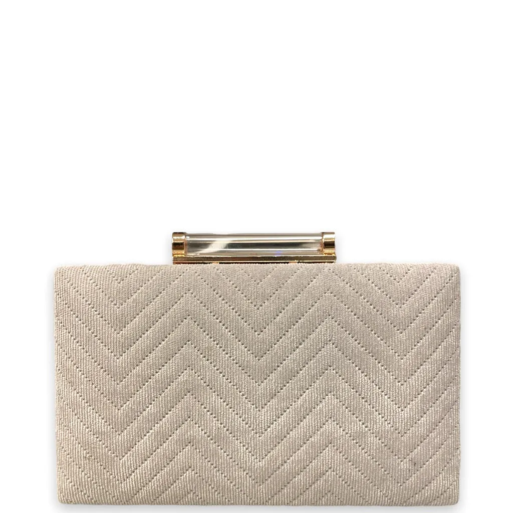 Terry Chevron Evening Clutch