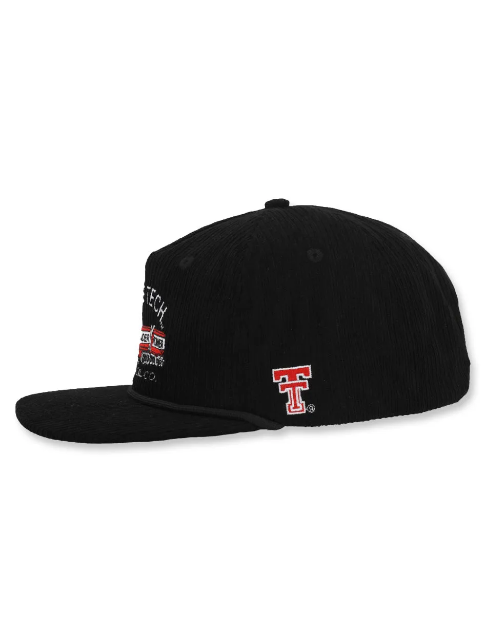 Texas Tech Dark Horse "Oil Co." Black Corduroy Snapback Cap