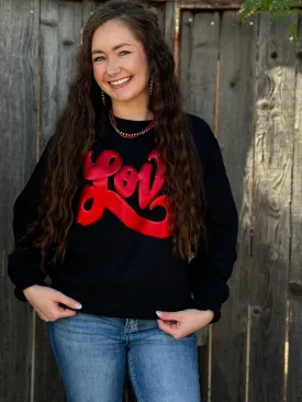 Texas True Threads Love in Metallic Red Puff Sweatshirt