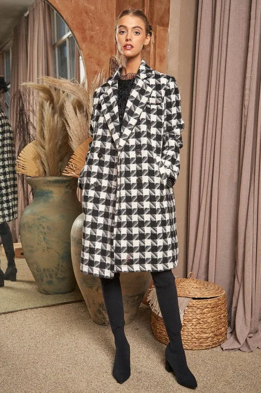 Textured Knit Tweed Double Button Coat Jacket