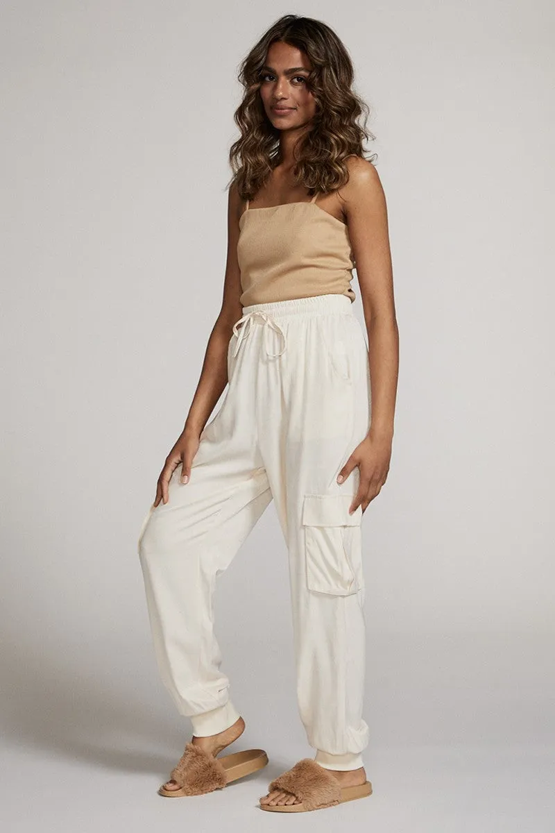 Textured satin cargo pants