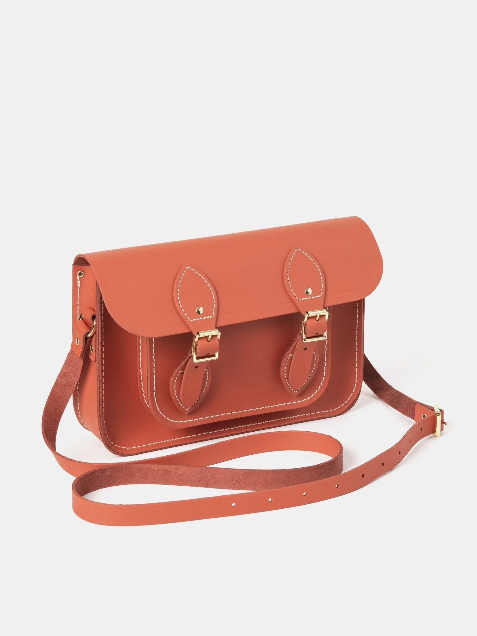 The 11 Inch Satchel - Burning Ember Matte with Contrast Stitch