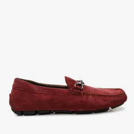 The Bari Burgundy Suede Leather Bit Drive Loafer Men  Shoe