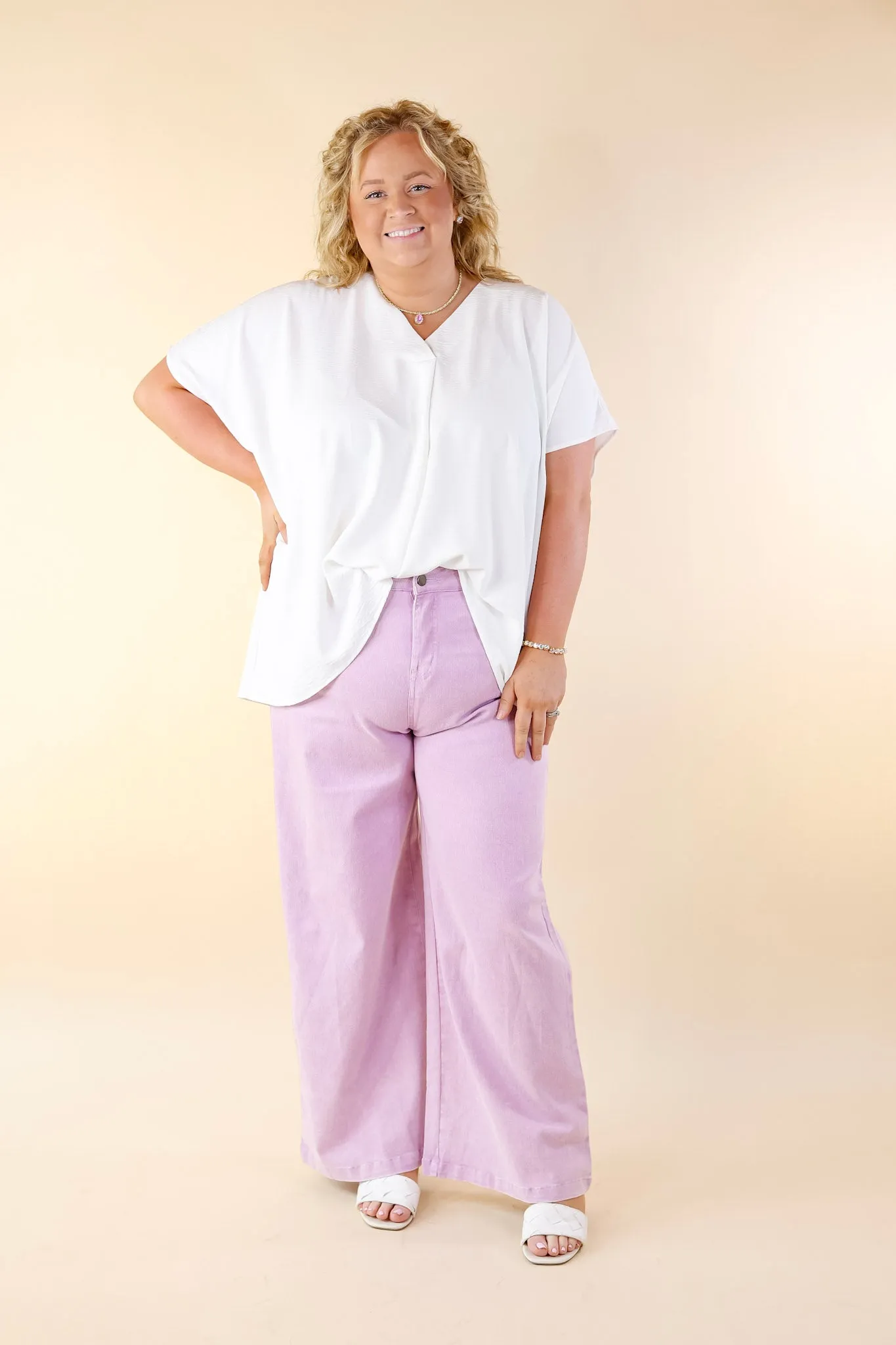 The Best Cropped Wide Leg Jeans in Lavender Purple