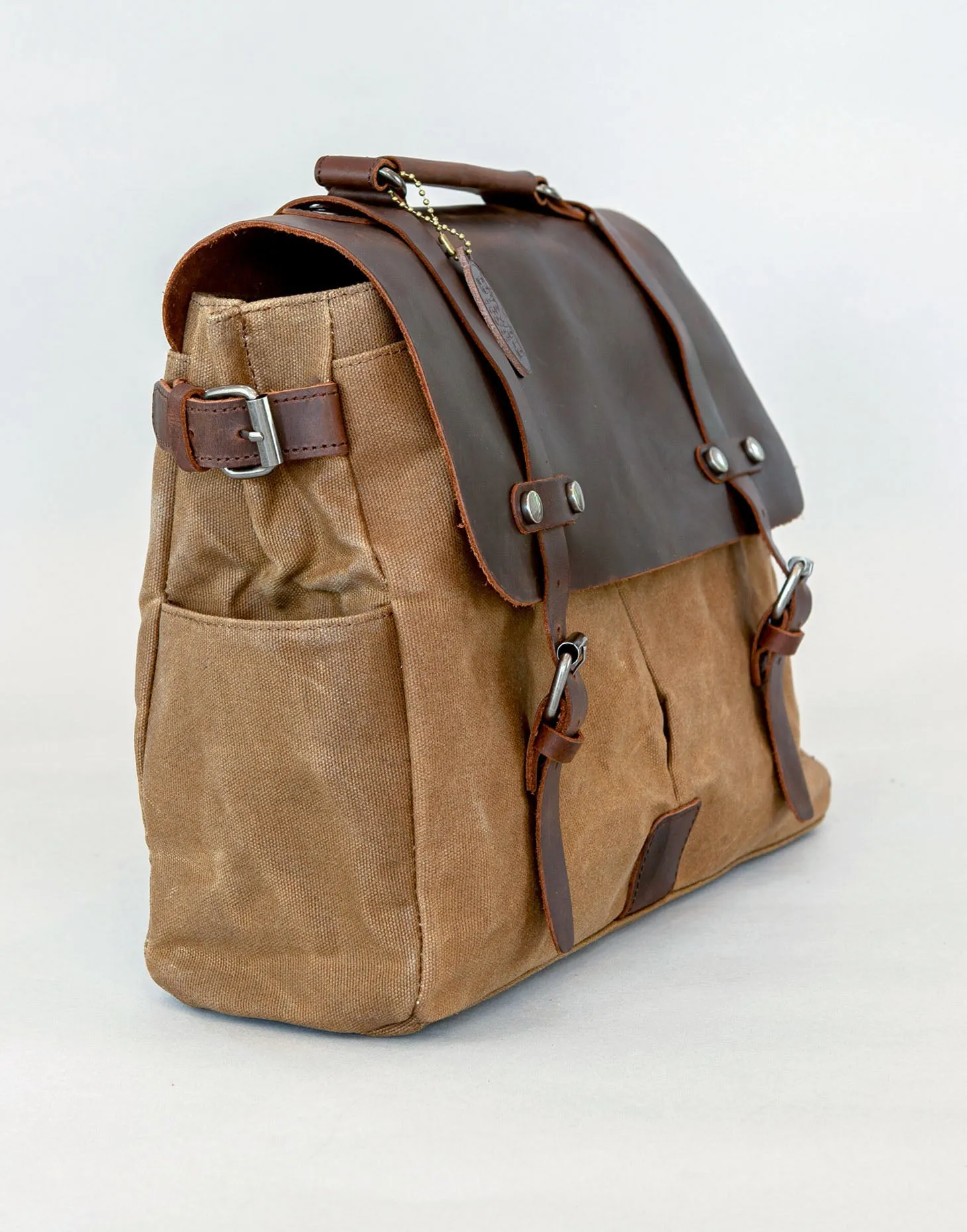 The Burford Messenger V2 - waxed canvas and leather bag