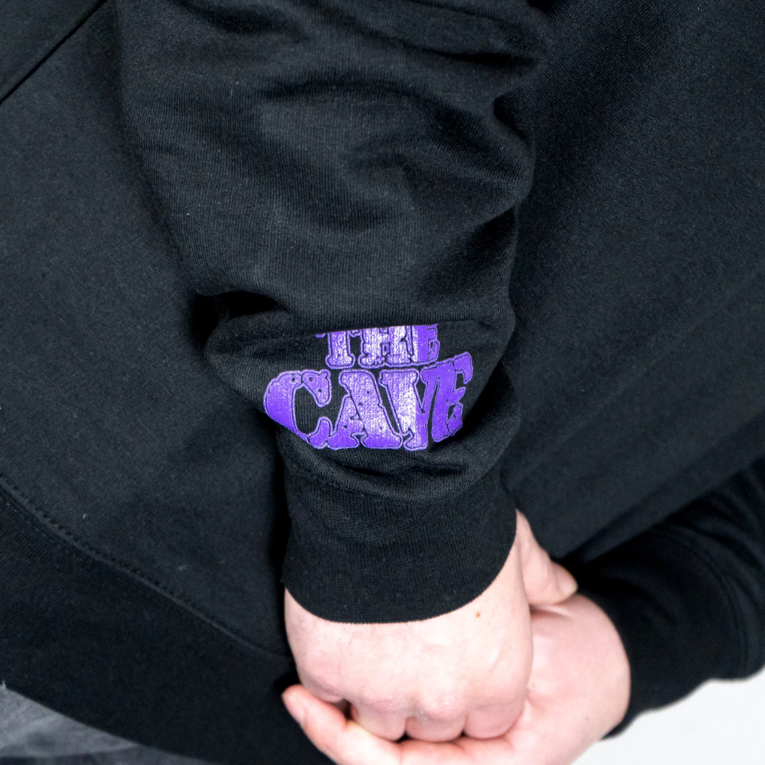 The Cave - Crew Neck Sweatshirt - Classic Logo - Black & Purple - Large