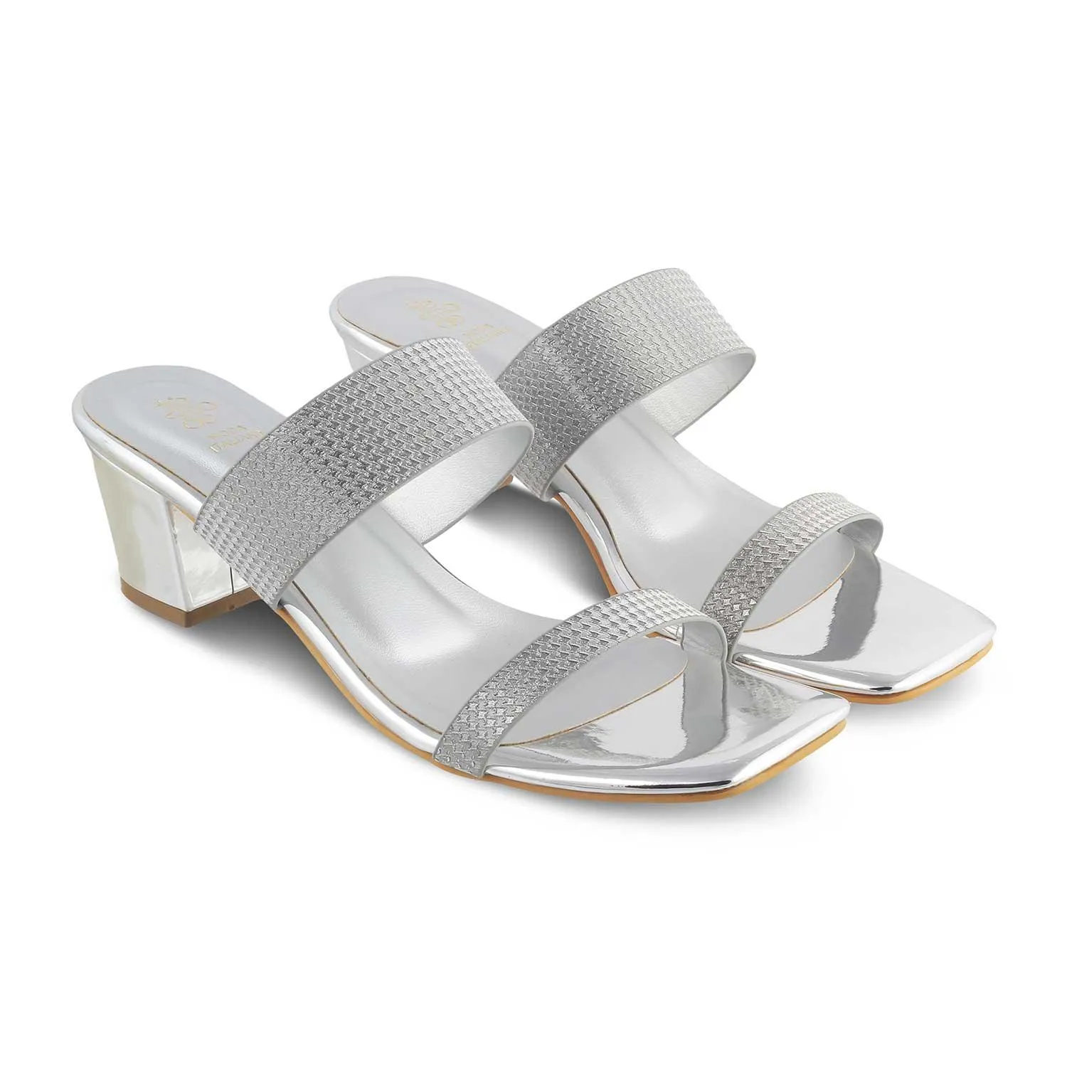 The Cos Silver Women's Dress Block Heel Sandals Tresmode