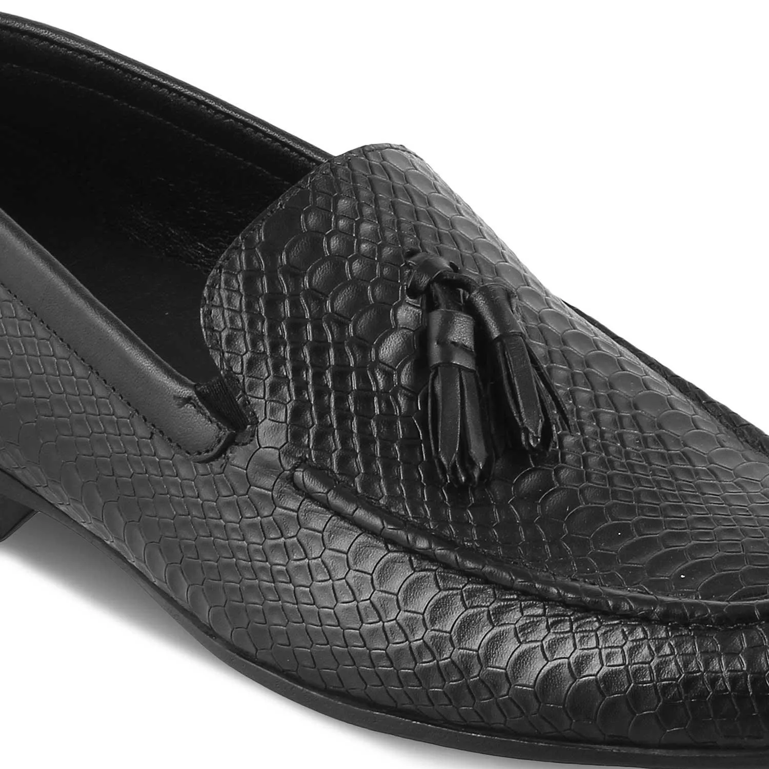 The Cytas Black Men's Leather Tassel Loafers Tresmode