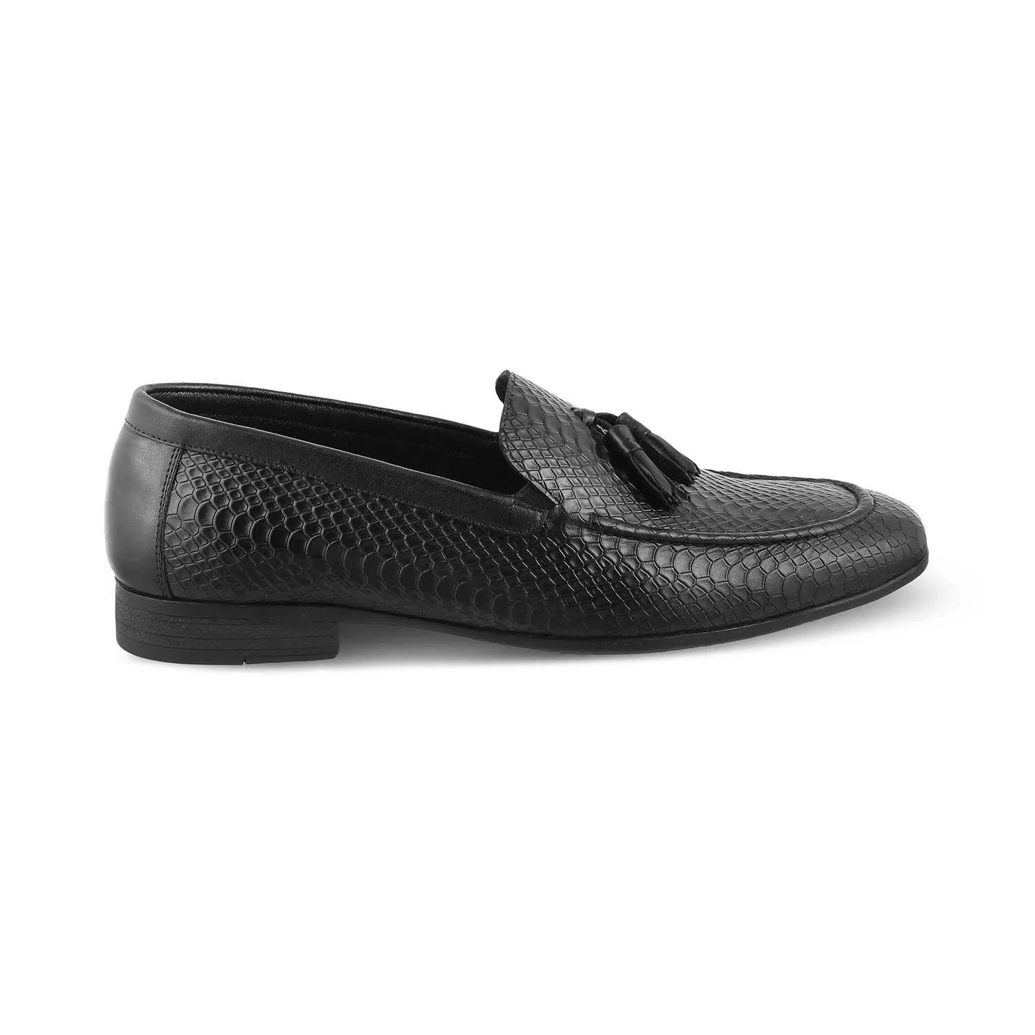 The Cytas Black Men's Leather Tassel Loafers Tresmode