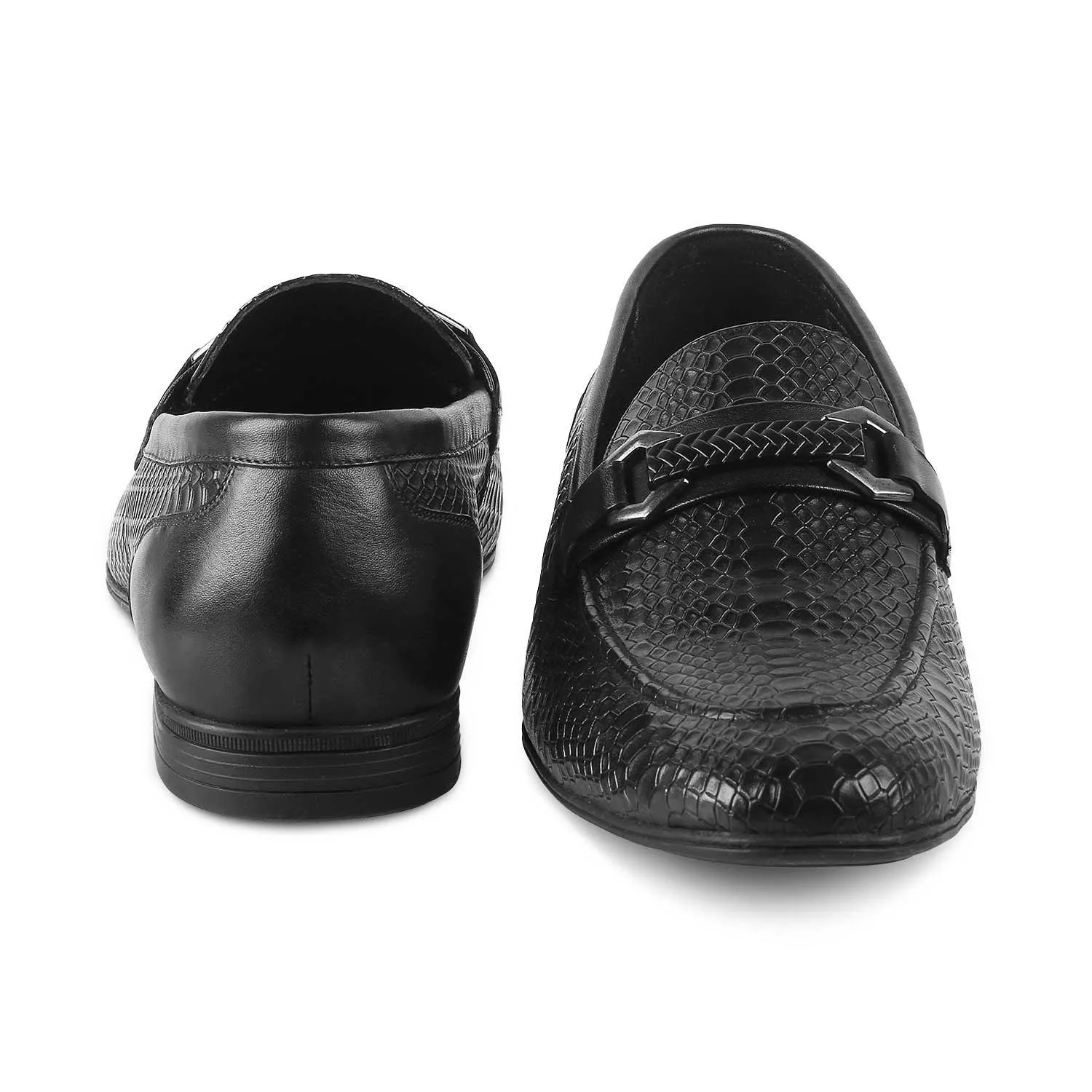 The Cytom Black Men's Leather Loafers