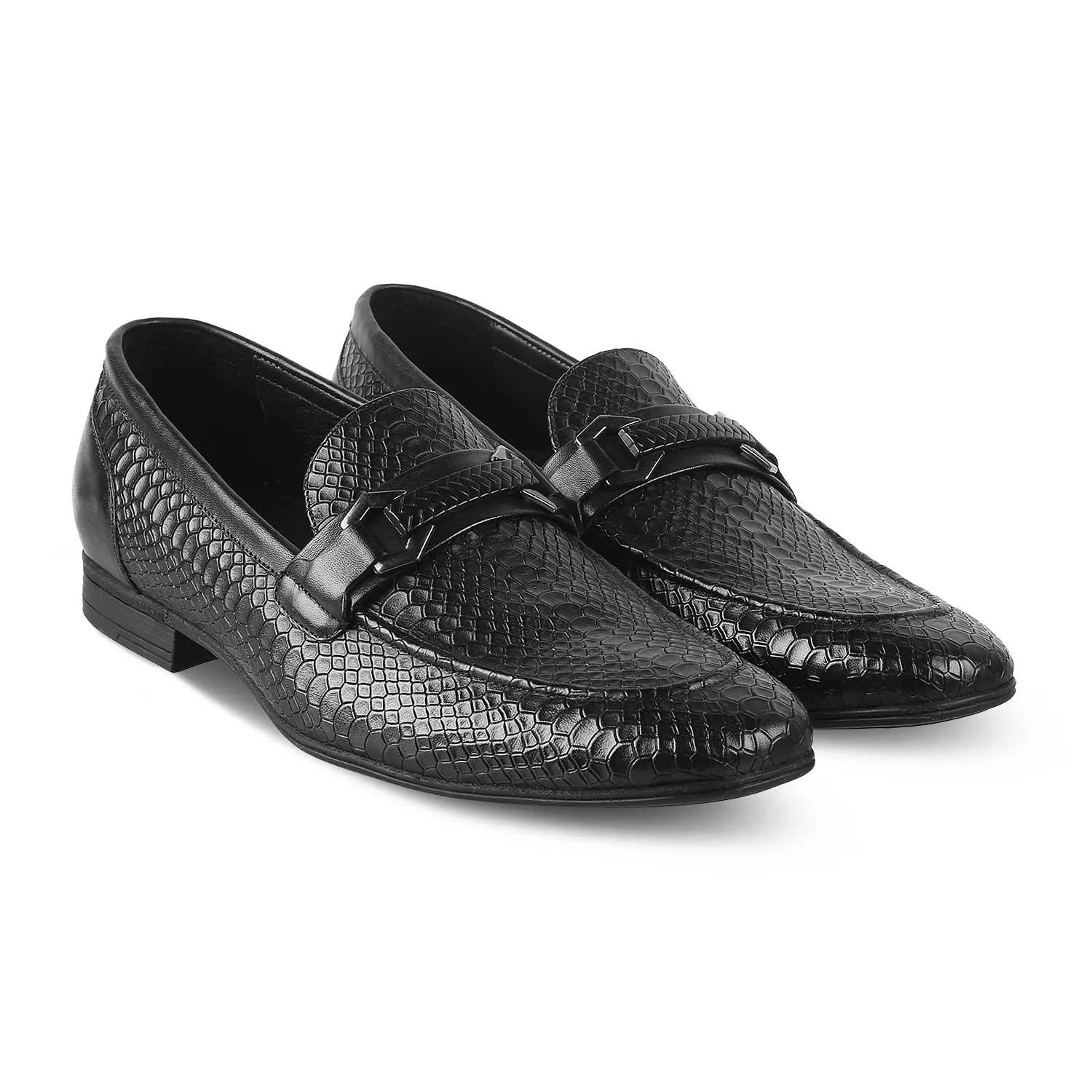 The Cytom Black Men's Leather Loafers