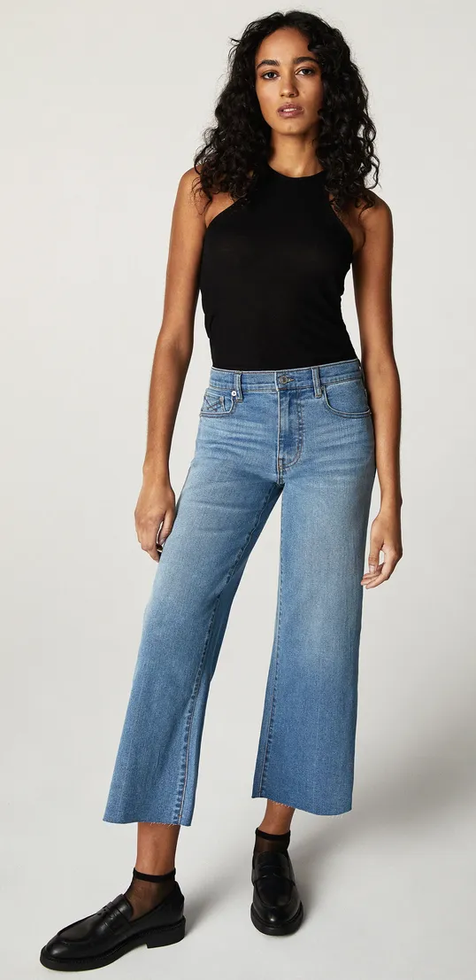 The Greta High Waist Culotte Denim - Larchmont