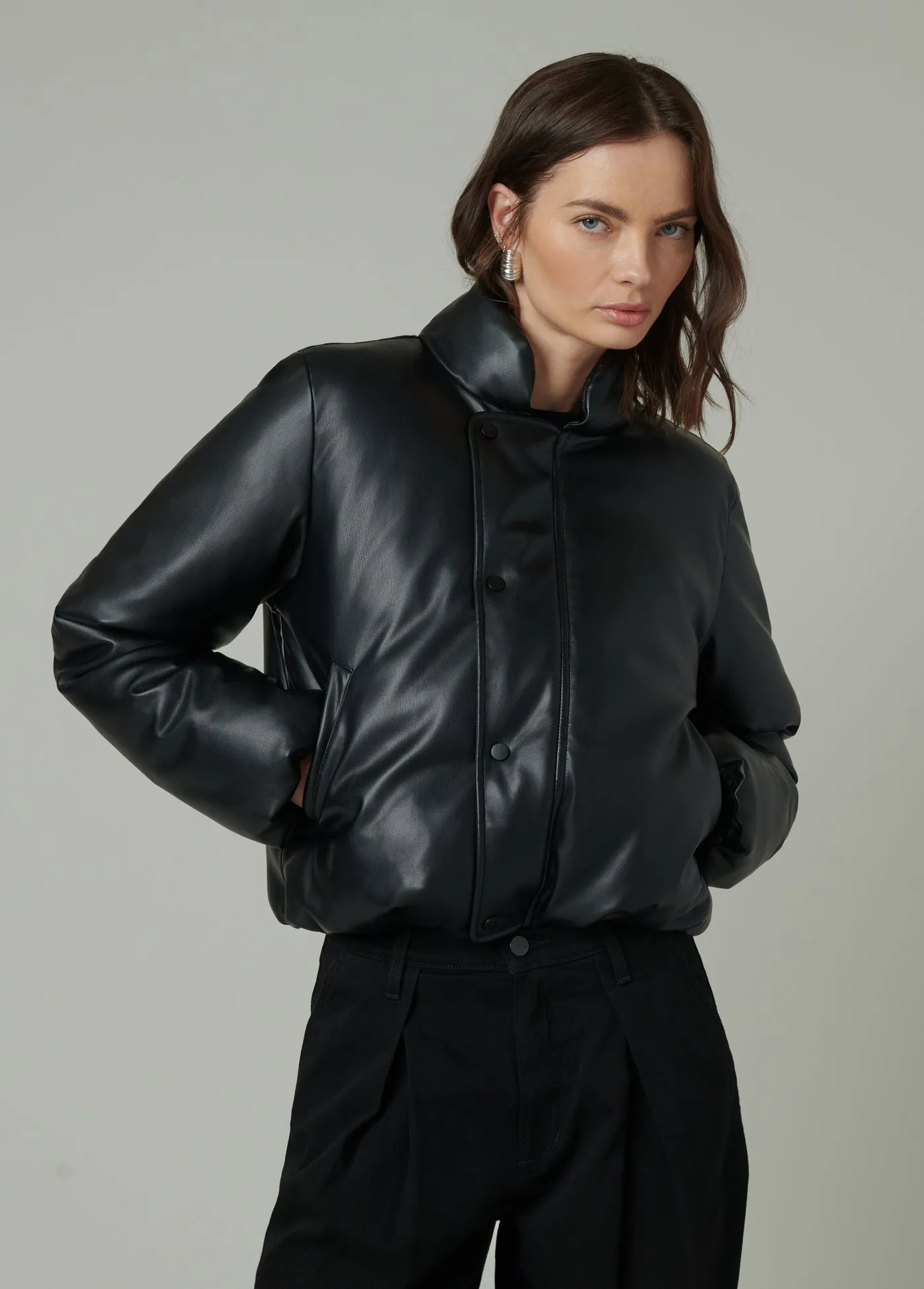 THE KIKI VEGAN LEATHER BOMBER JACKET