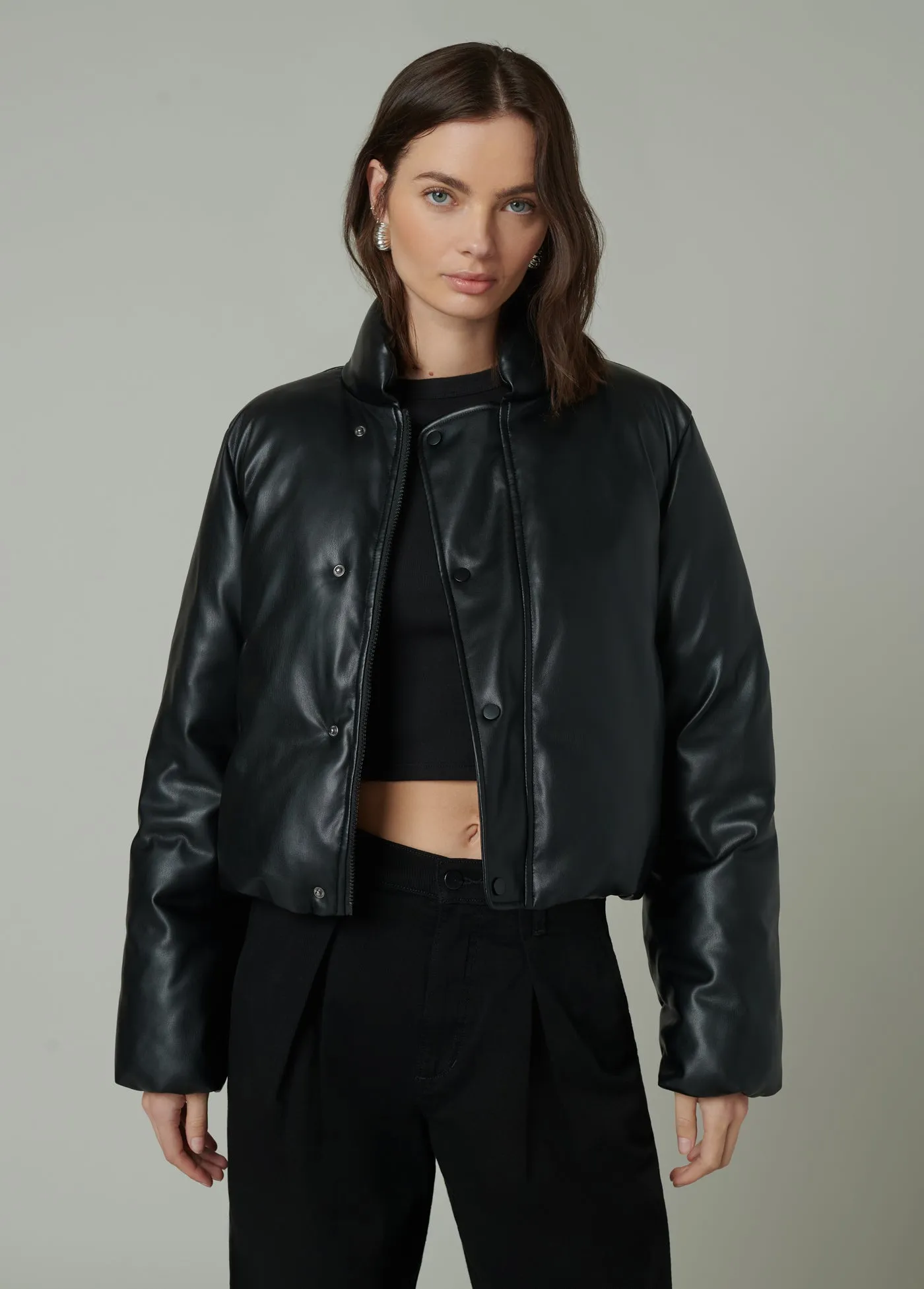 THE KIKI VEGAN LEATHER BOMBER JACKET