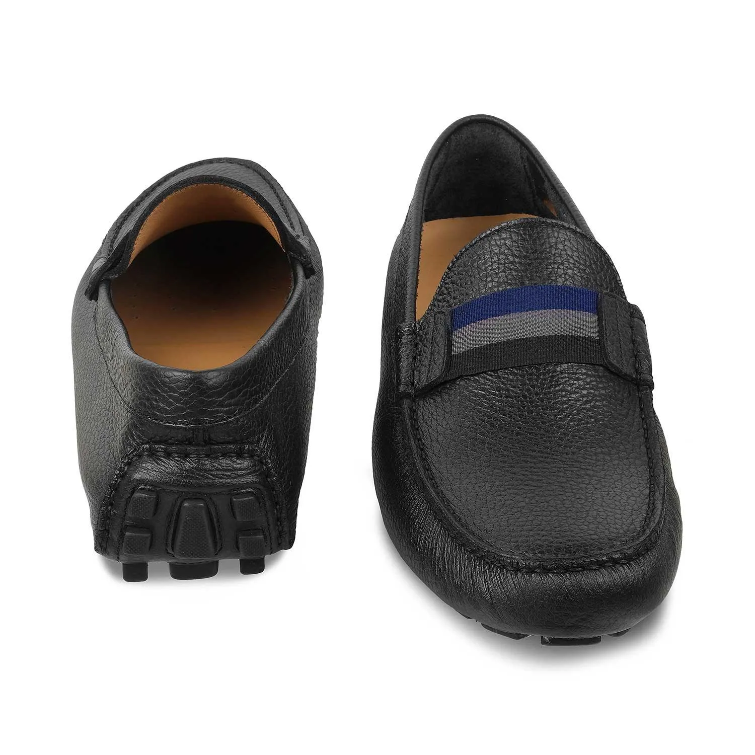 The Macario Black Men's Handcrafted Leather Driving Loafers Tresmode